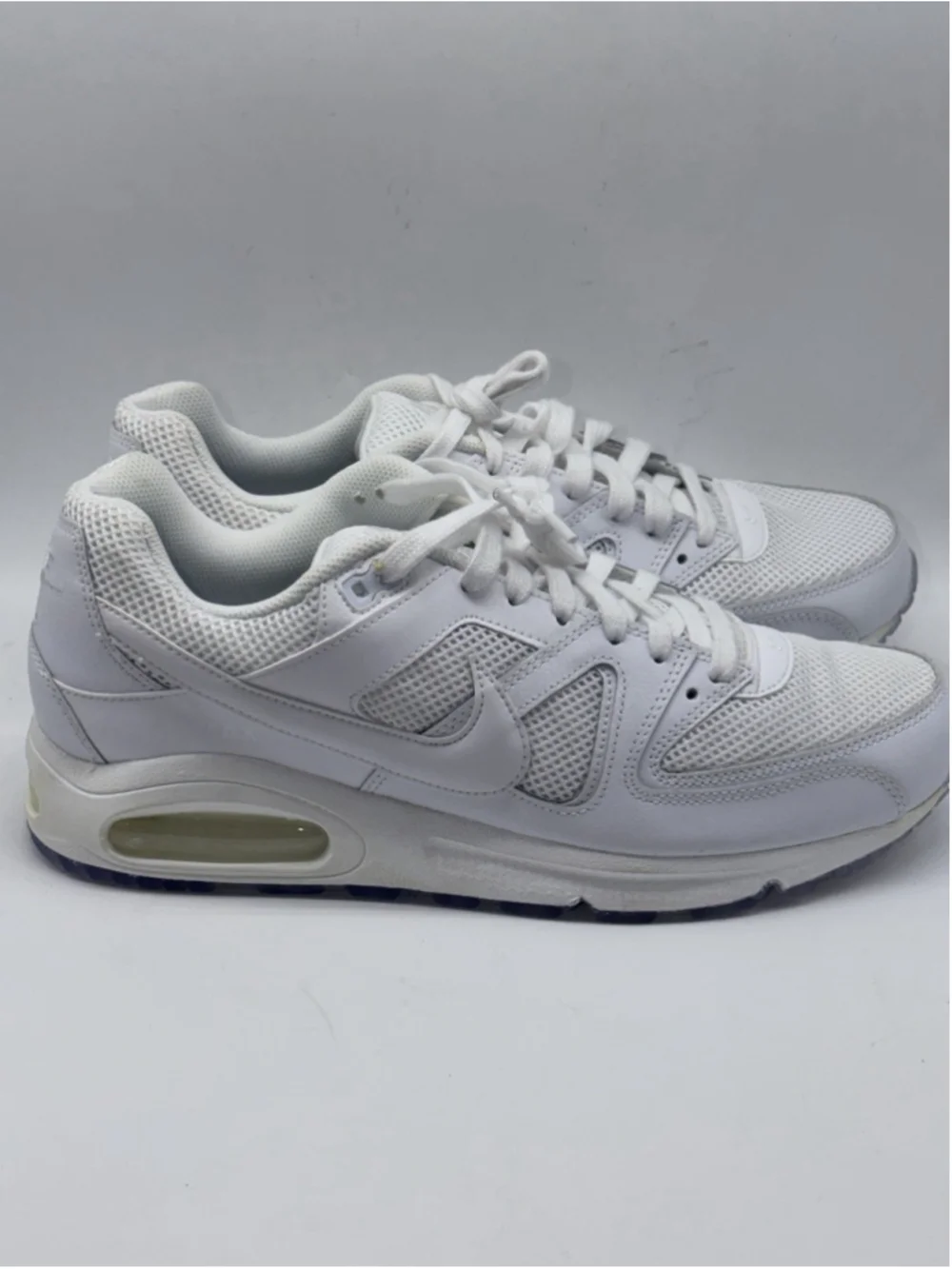 Nike Air Max Command Leather Triple White Running Shoes Mens 11.5 New 749760-102